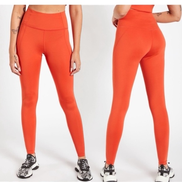Girlfriend Collective High Waist Pocket Leggings Women’s Size Medium Orange Gym - Picture 1 of 11